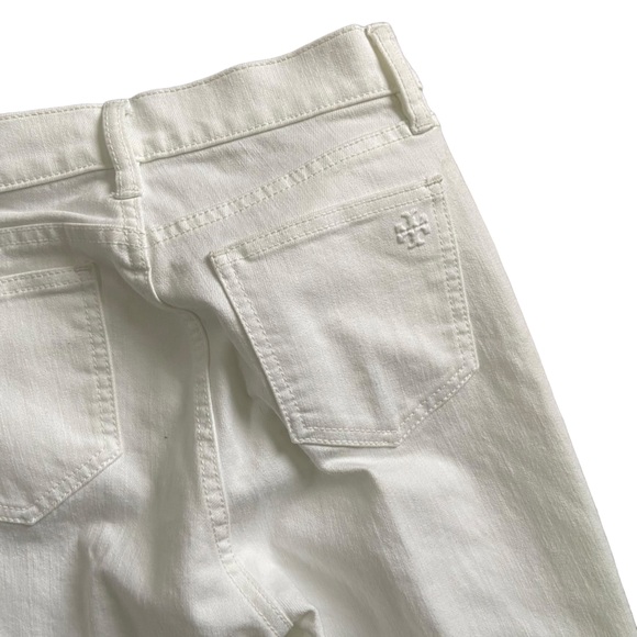 Tory Burch Keira White Eyelet Embroidered Cropped Jeans Size 25 - Picture 9 of 14